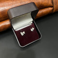 Silver Ladies Stud White Bow Stone