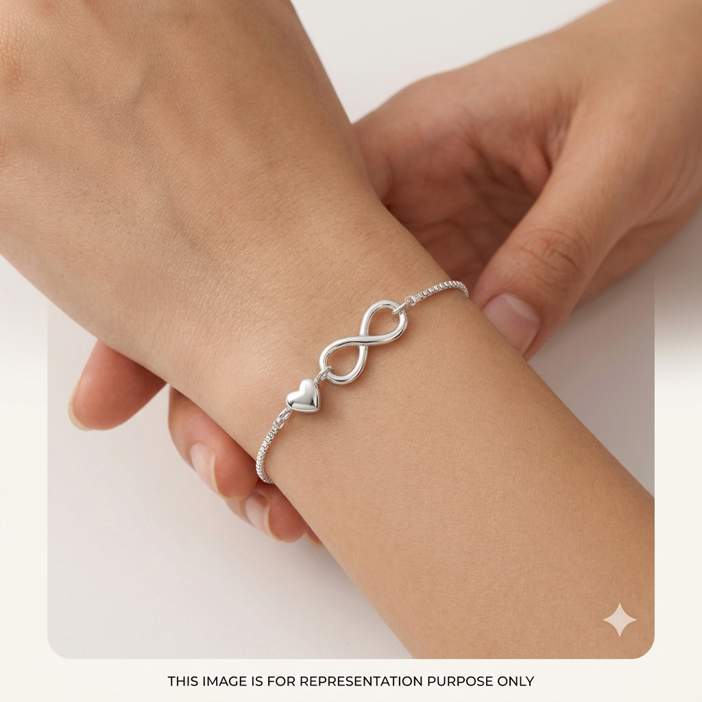 Silver Ladies Bracelet Infinity Heart Beeds 925
