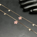 Silver Ladies Anklet Pink Blossom Sparkle Rose Gold 925