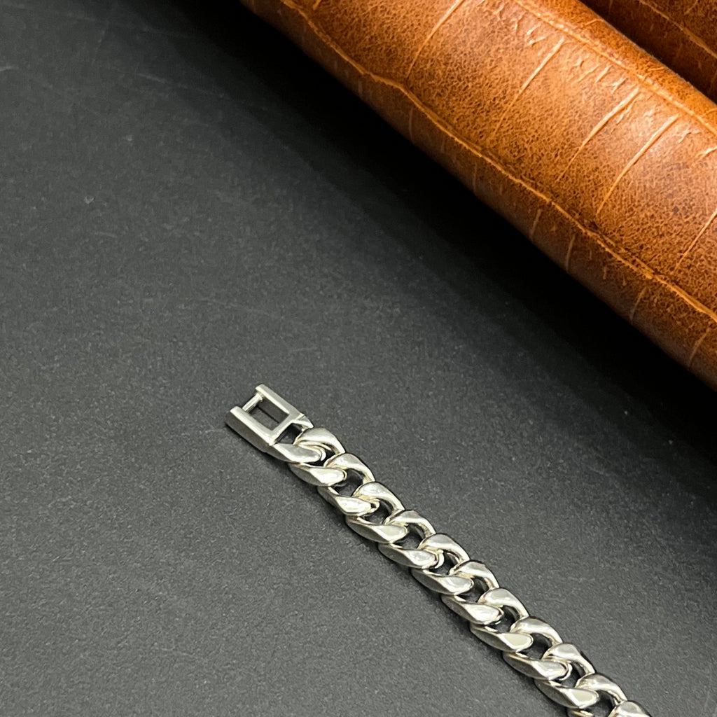 Silver Ladies Bracelet Twin Monster Mostif Cuban Link 925
