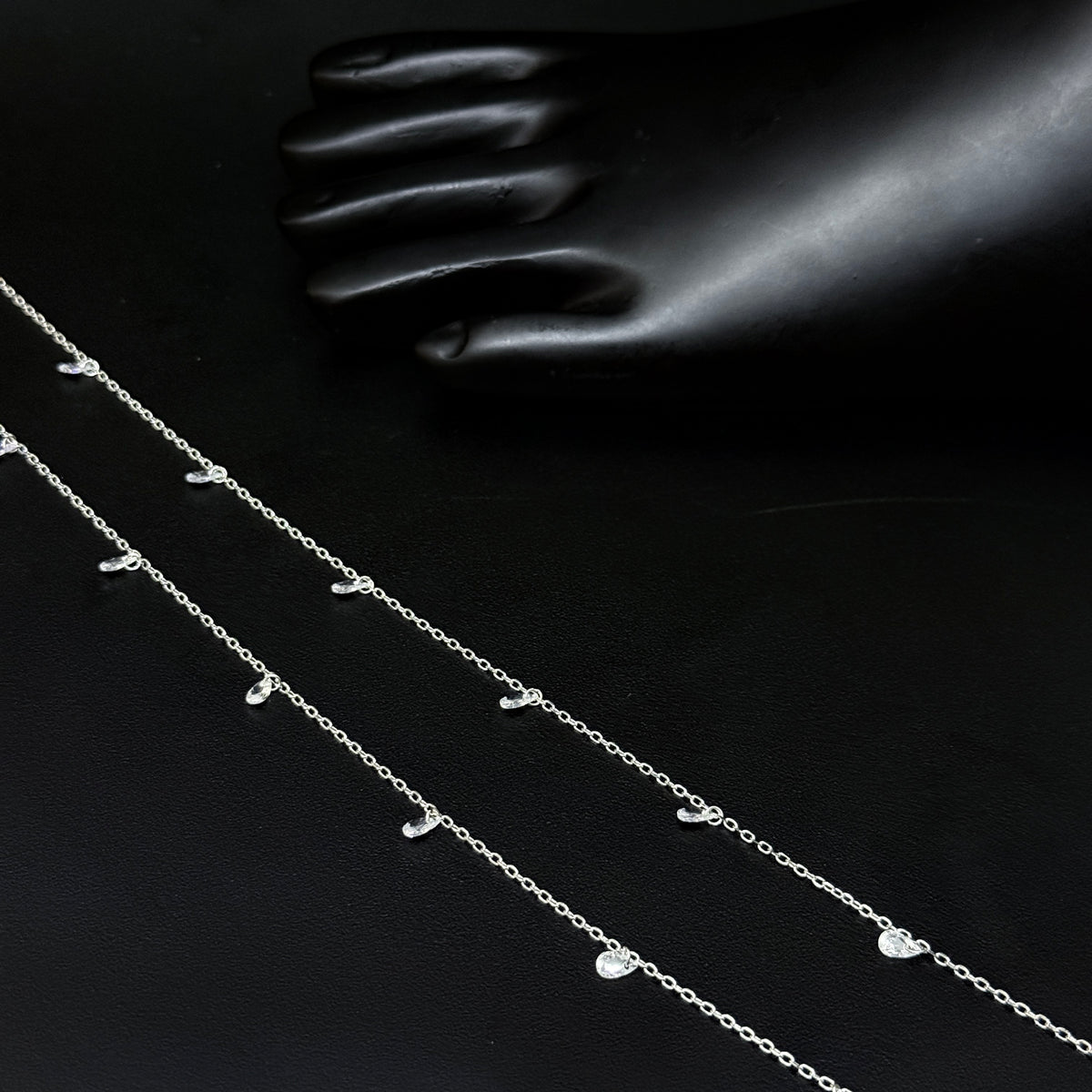 Ladies Silver Anklet White Beads