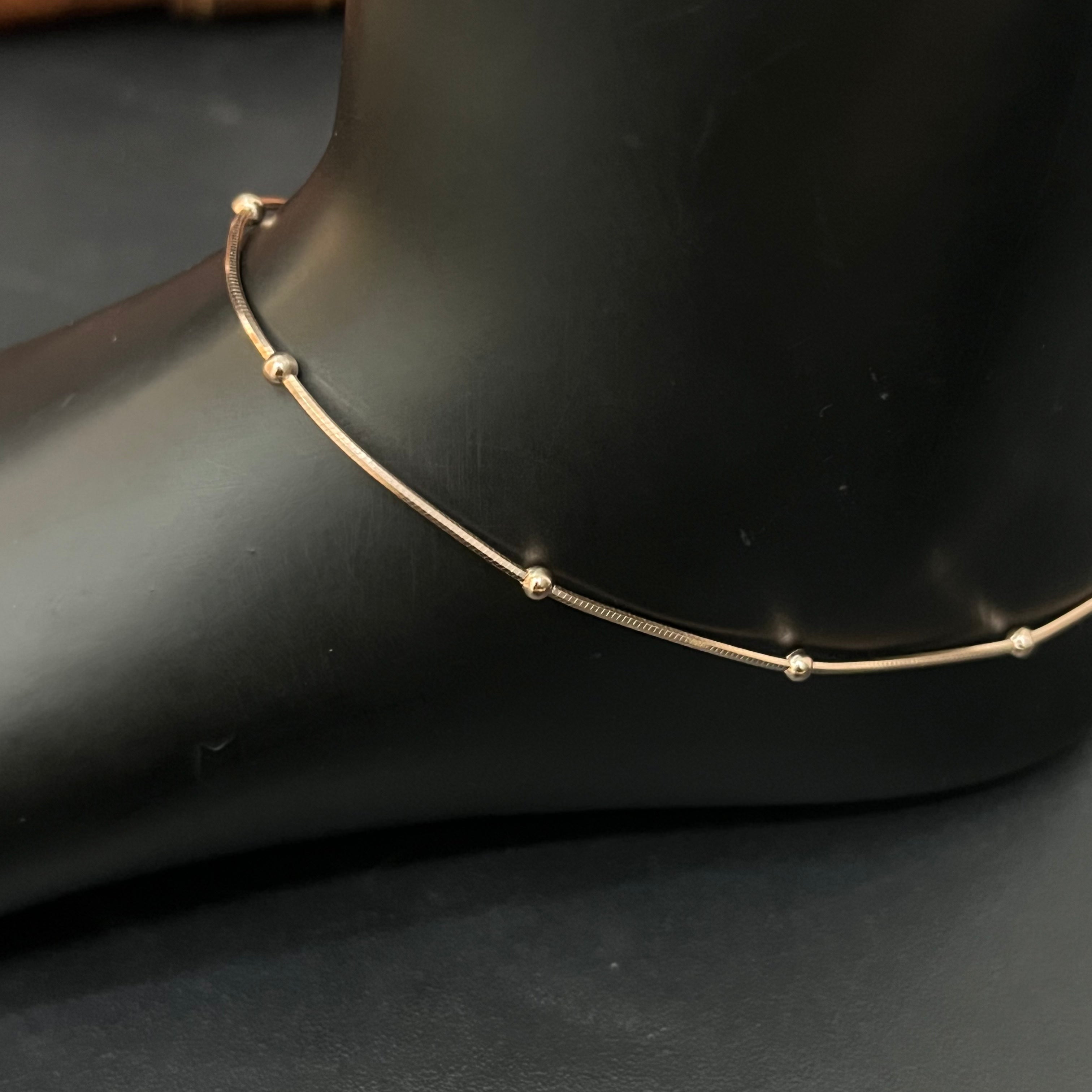Silver Ladies Anklet Slim 3 Ball 925