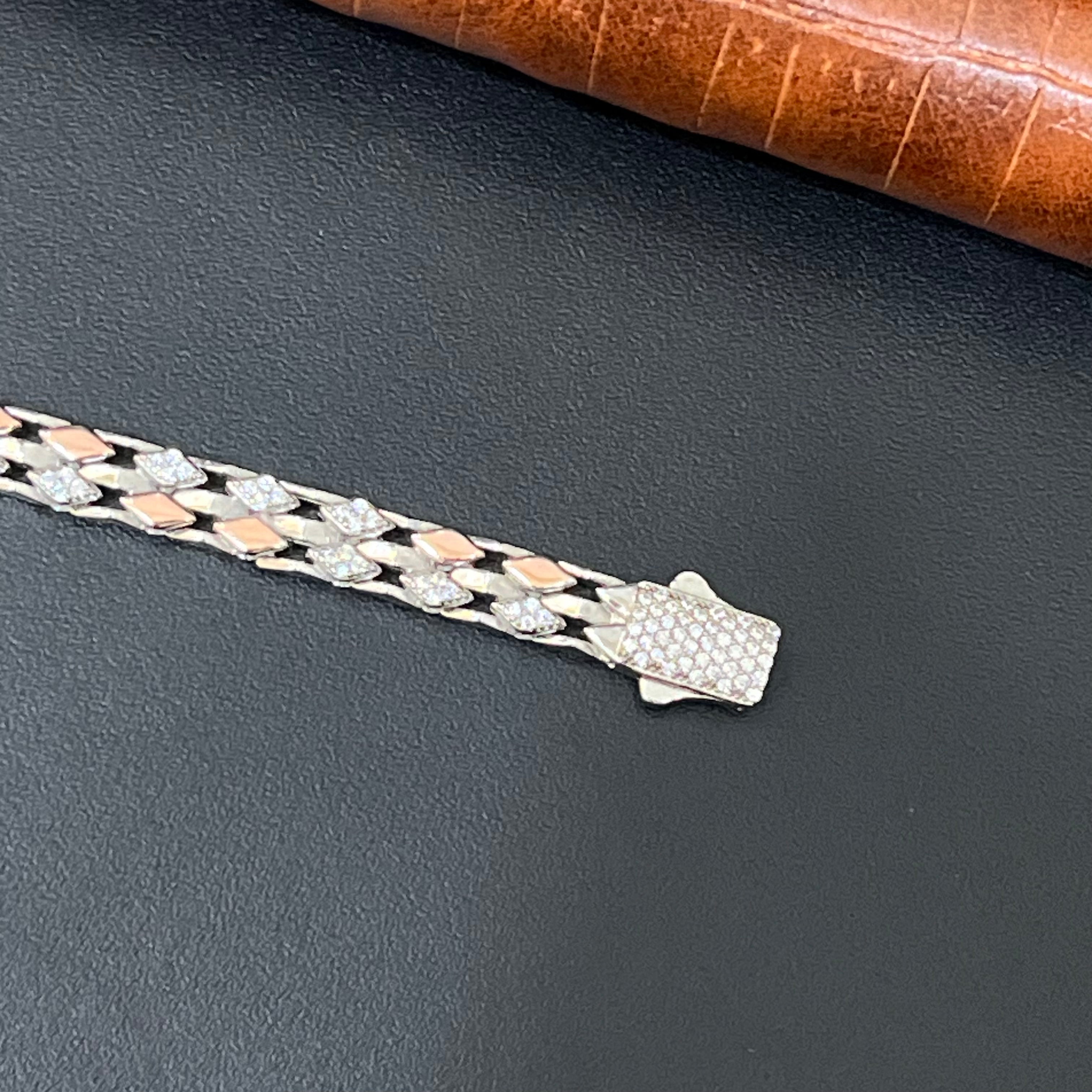 Silver Mens Bracelet Kathli Broad Dual Tone 2 925