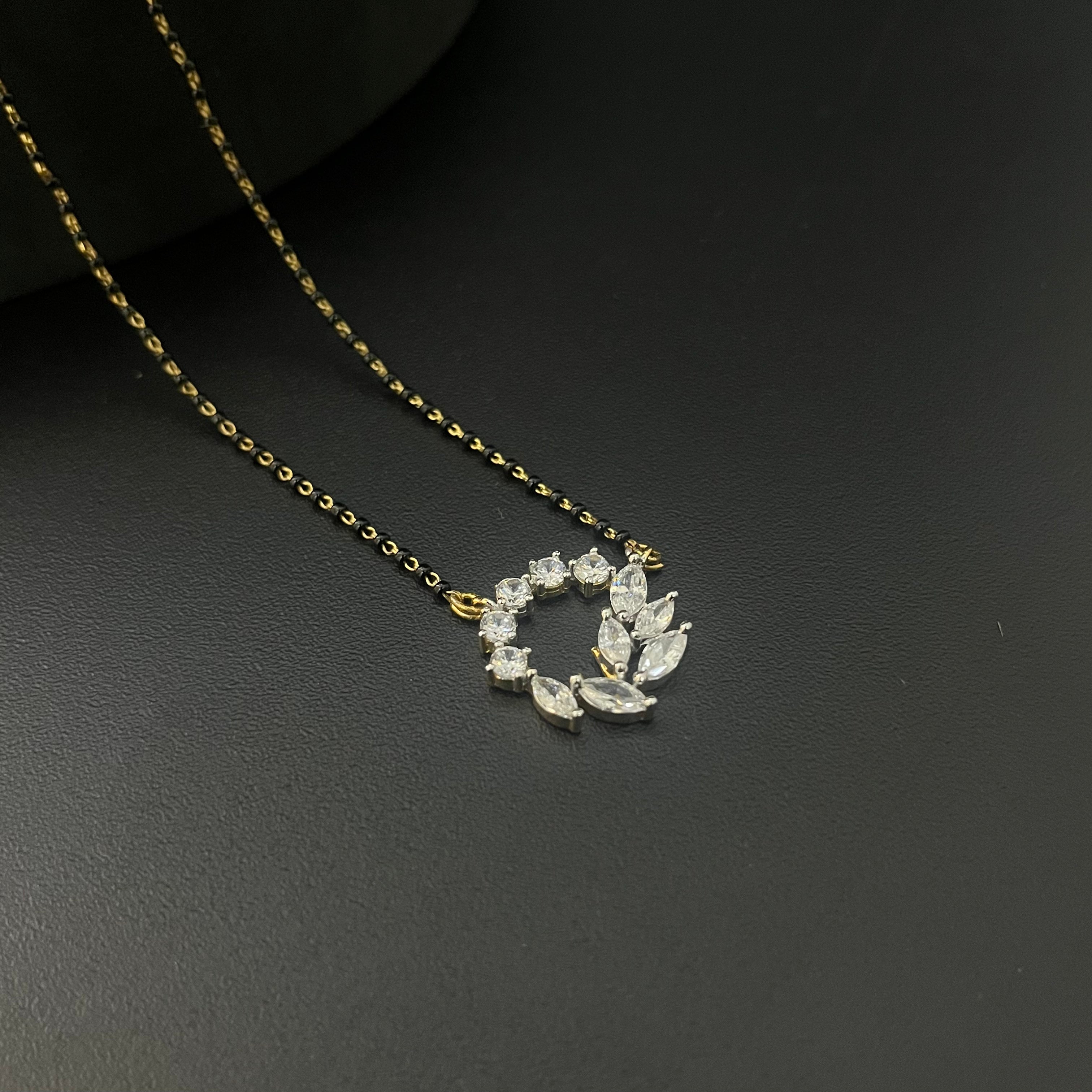 Silver Black Beads Chain Gold Finished