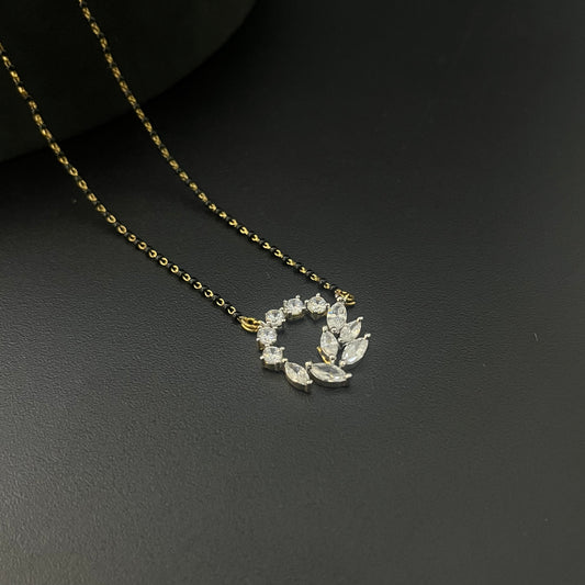 Silver Black Beads Chain Gold Finished