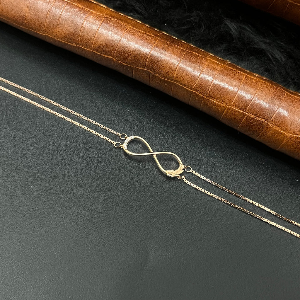 Silver Ladies Bracelet 2 Line Infinity Rosegold