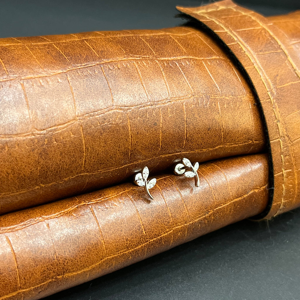 Silver Second Studs Flower Petals Leaves Rosegold 925