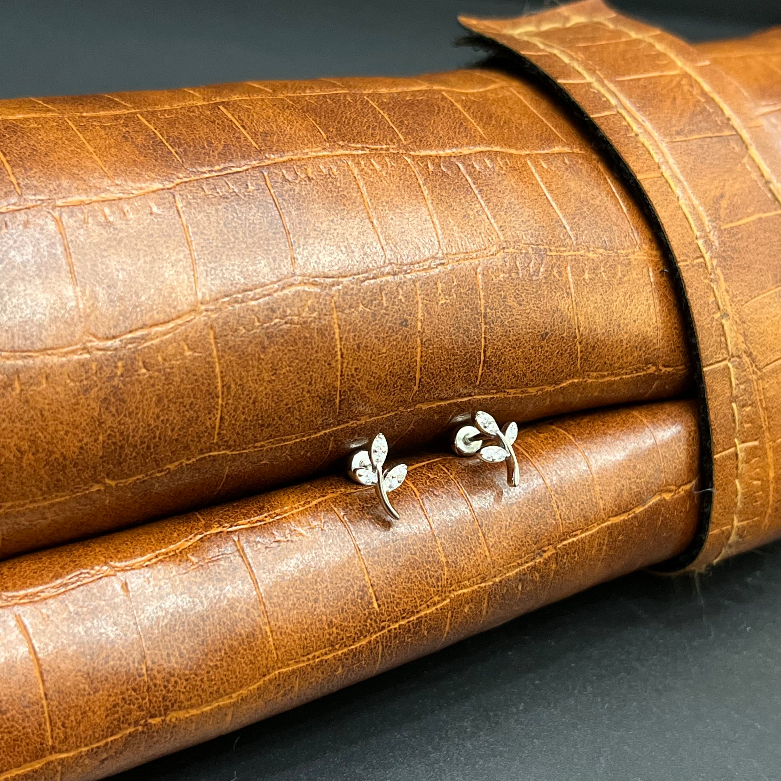 Silver Second Studs Flower Petals Leaves Rosegold 925