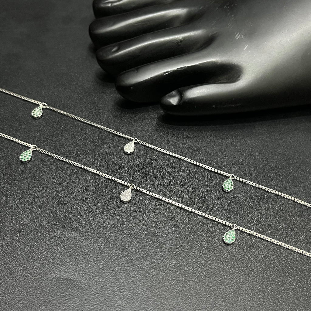 Silver Ladies Anklet Luna Drop M01 925