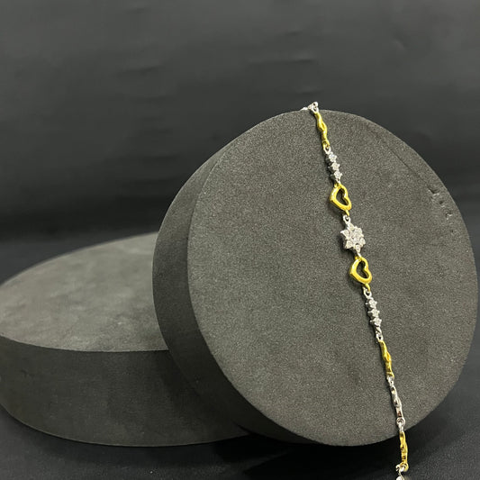 Silver Ladies Bracelet_Two tone Heart