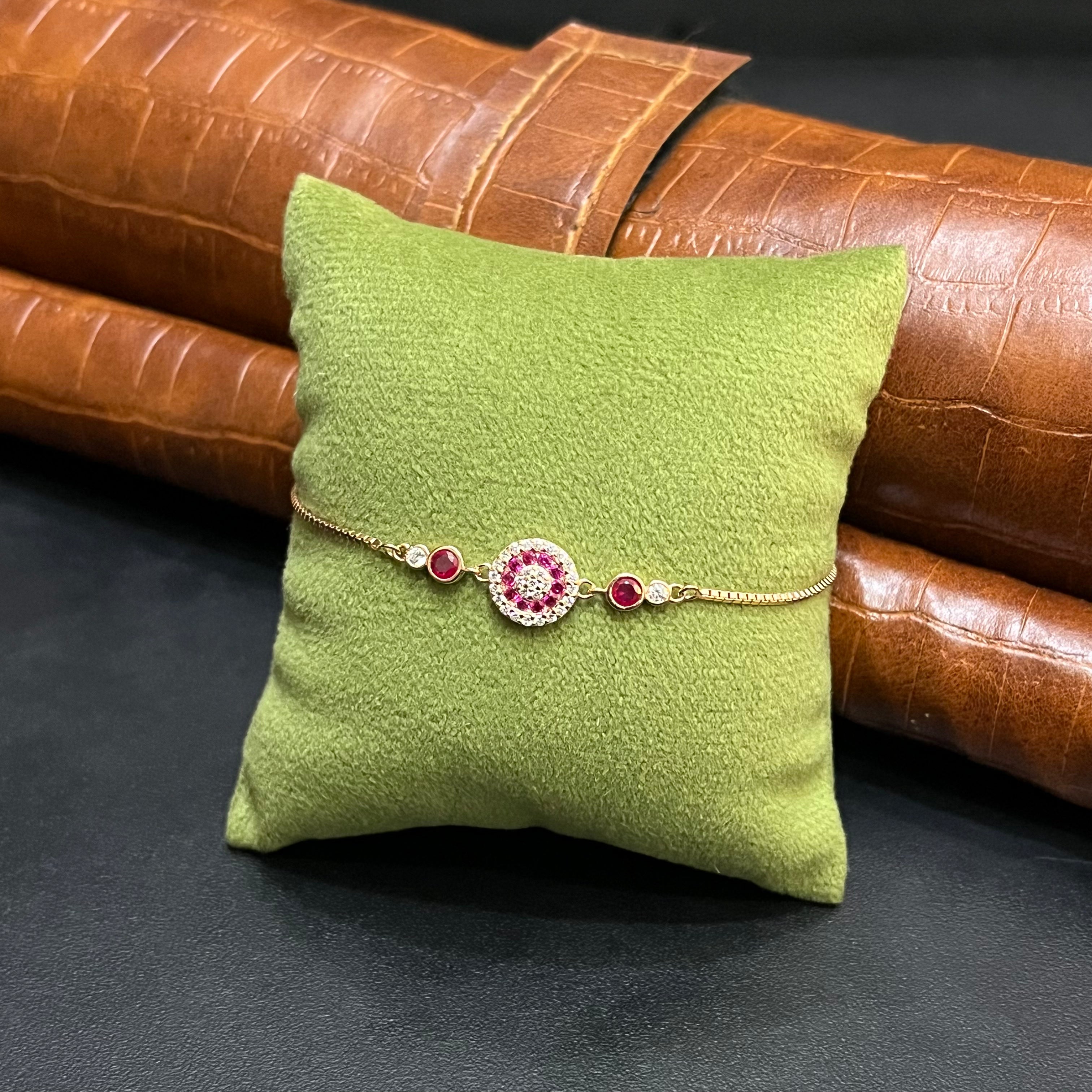 Silver Ladies Bracelet Royal Pink Stone Link Rose Gold 925