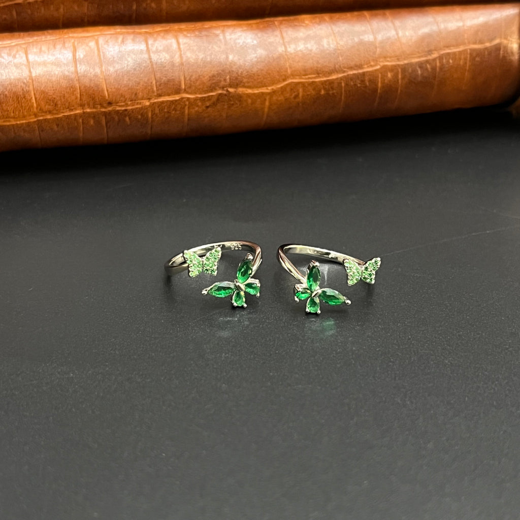 Silver Ladies Toe Rings 925 Twp Butterfly Greenz 925