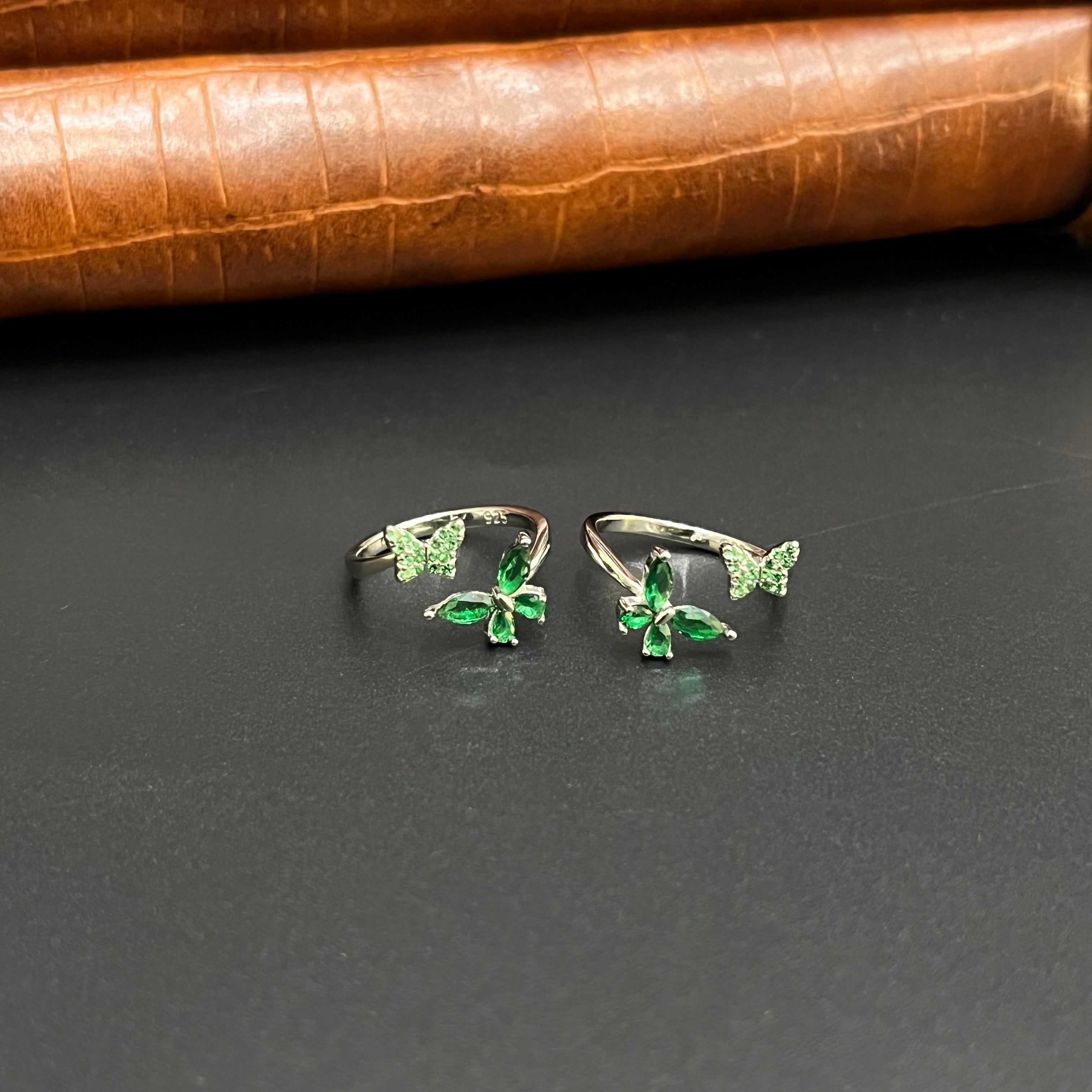 Silver Ladies Toe Rings 925 Twp Butterfly Greenz 925