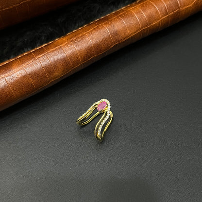 Silver Vanki Ring Gold Finished Red