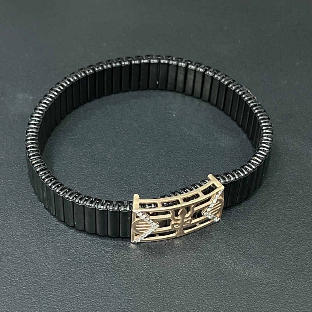 Silver Mens Flexible Bracelet Shiv Trishul Rosegold 925