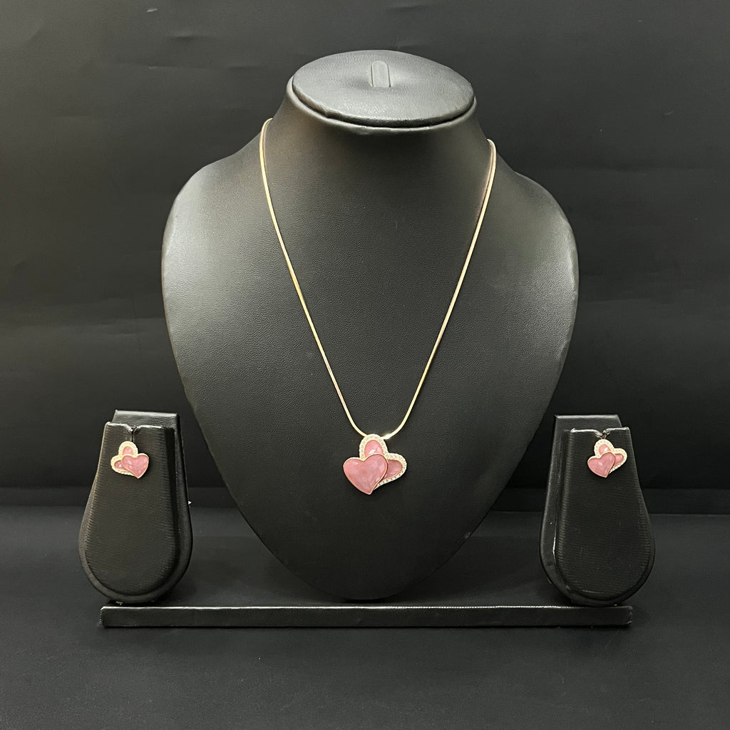Silver Ladies Pendant Chain Heartz Rosegold