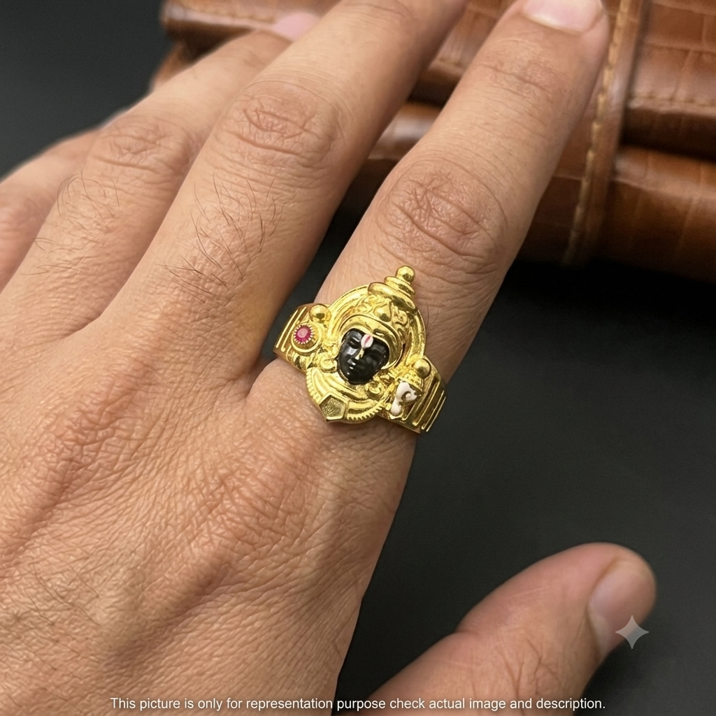 Silver Ring Tirupathi BalajiI Half Face Gold Finished 925 6
