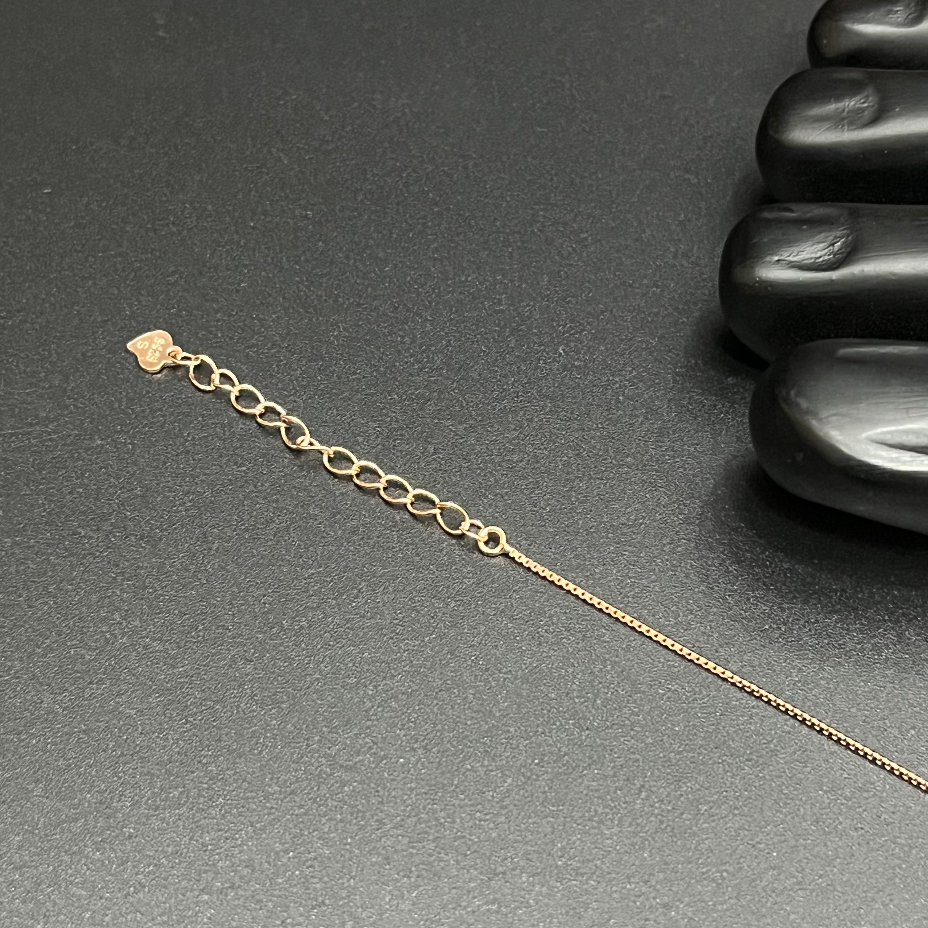 Silver Ladies Anklet Petal Leaf Beeds Crystal Rose Gold 925