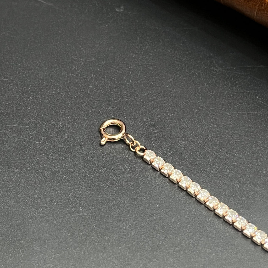 Silver Ladies Bracelet Stones Lines & Link Lock Rose Gold 925