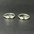 Silver Ladies Toe Rings Droplet Cut AD SS