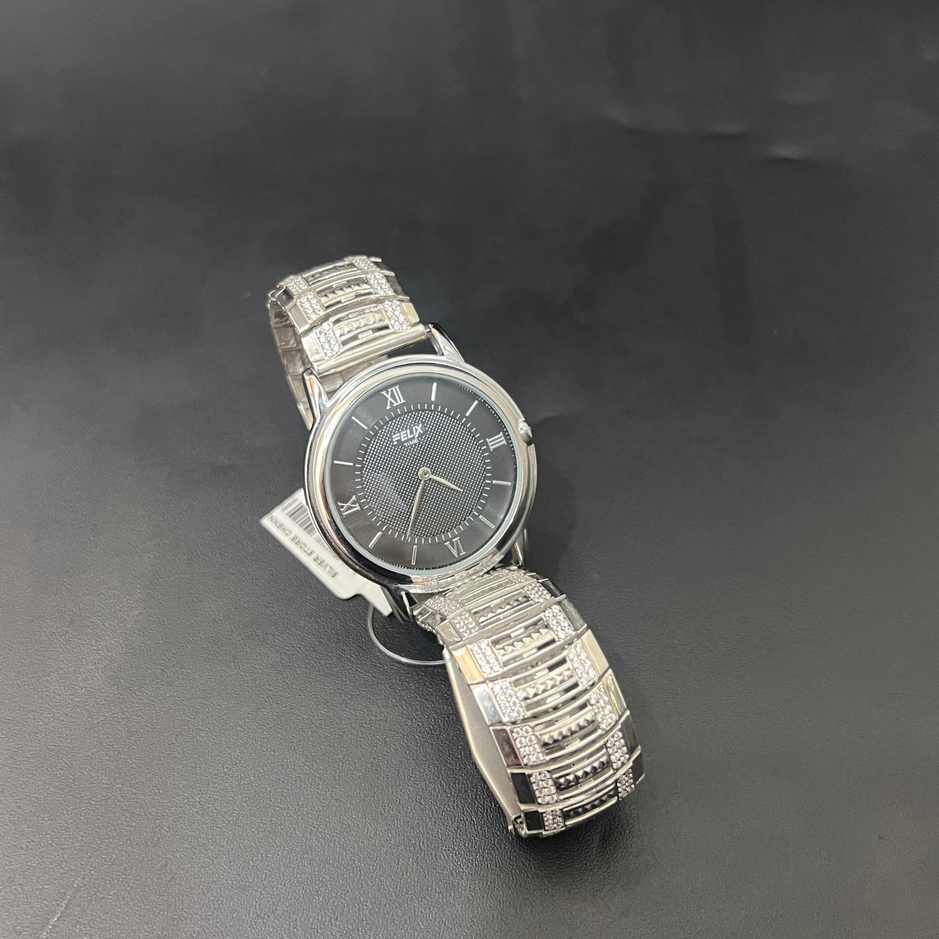 Silver Mens watch Imperial Diamond Link Stone 925