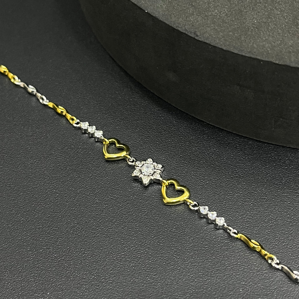 Silver Ladies Bracelet_Two tone Heart