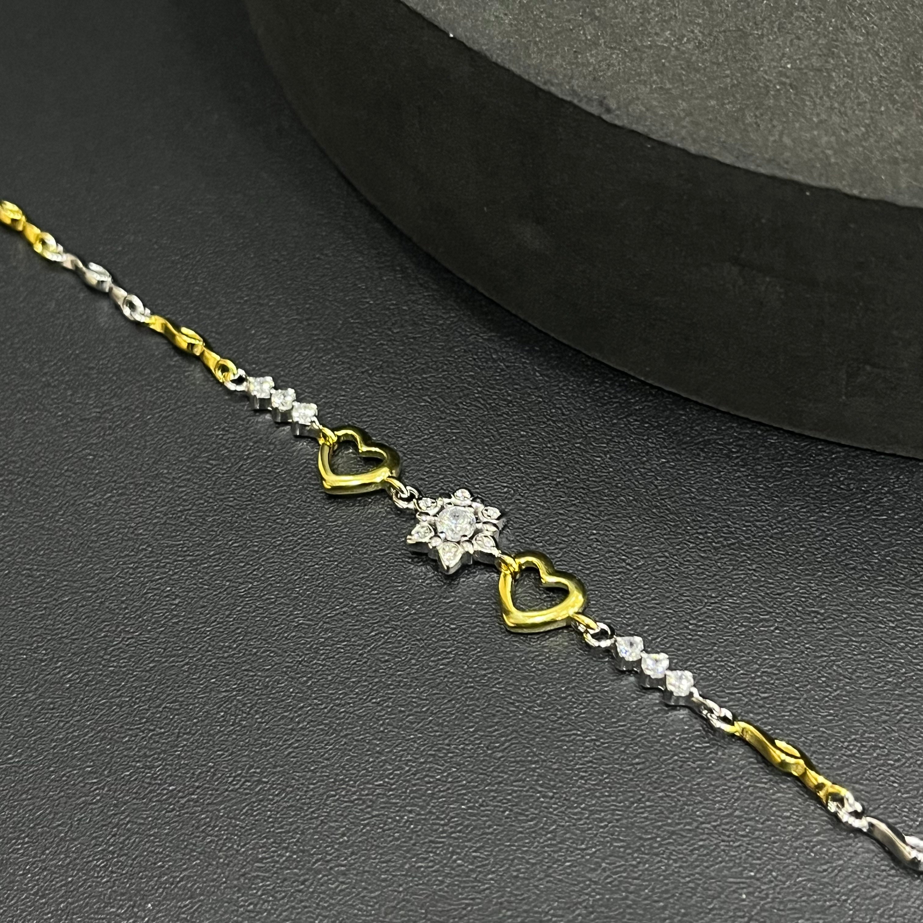 Silver Ladies Bracelet_Two tone Heart