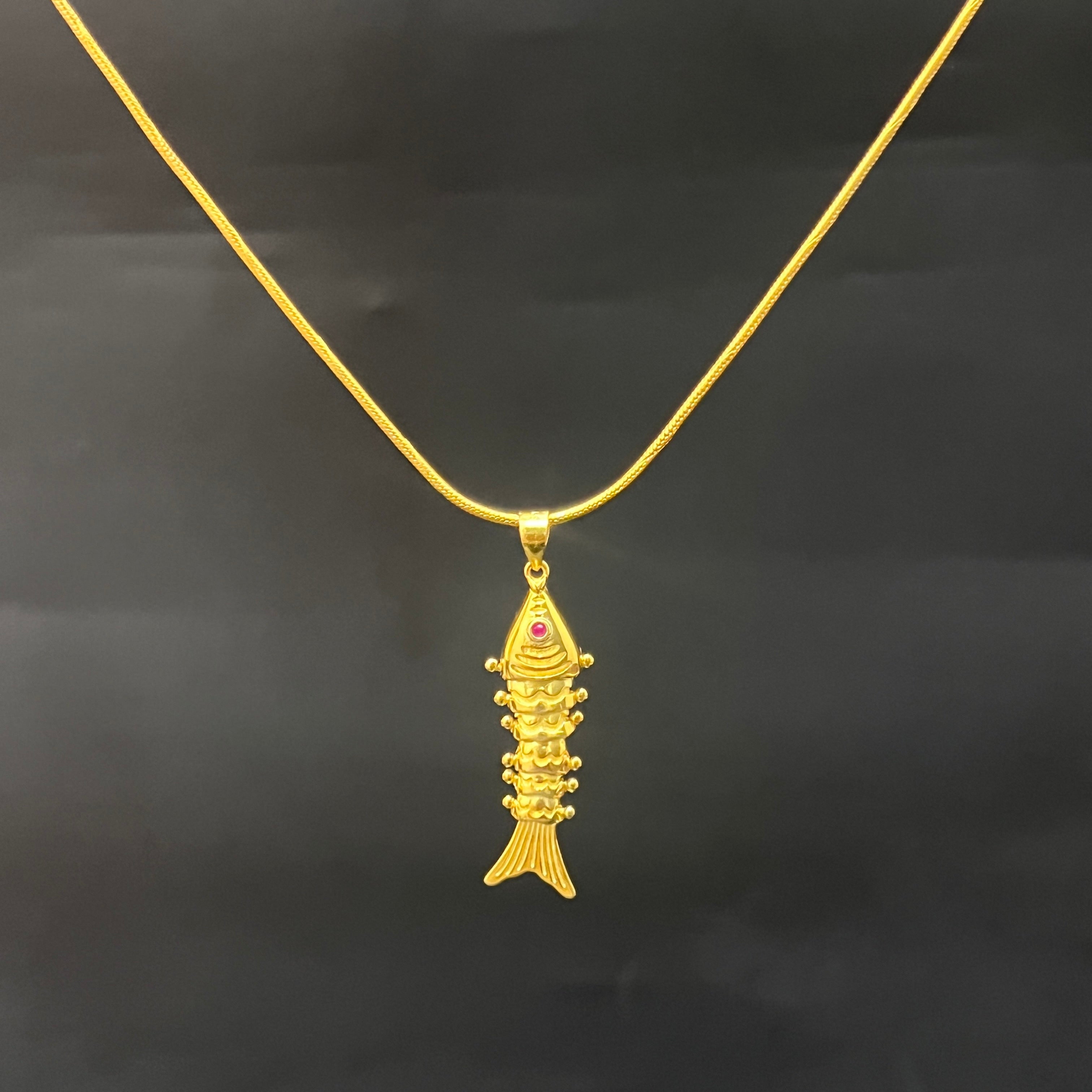 Silver Pendant Gold Finish Fish