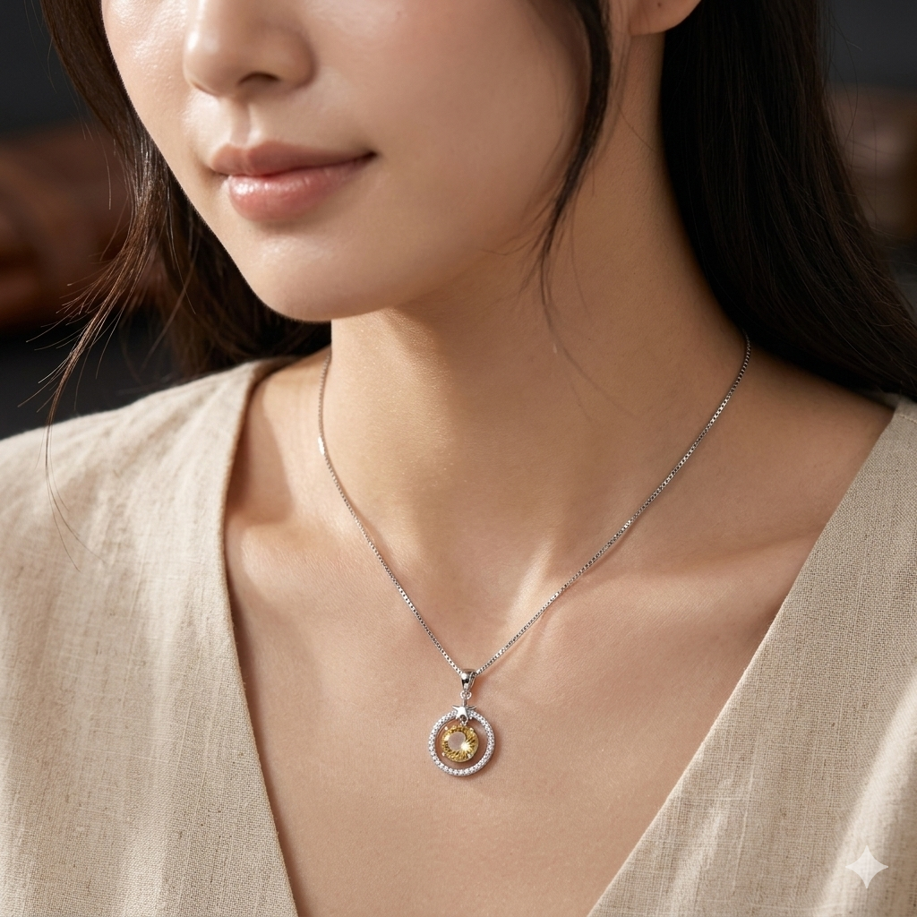 Silver Ladies Chain Saturn Maroon Stone