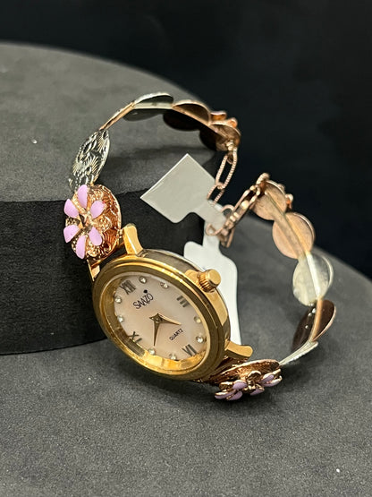 Silver Ladies Watch Rg Flower
